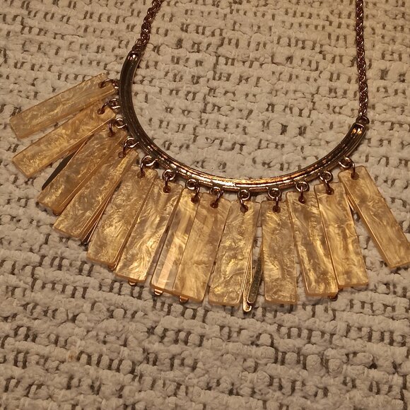 3 pc statement jewelry lot - necklace, calf hair bracelet, tear drop earrings - Picture 3 of 16